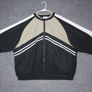 Irvine Park Mens 2XL Track Jacket‎ Black Tan White Full Zip Sportswear Athletic